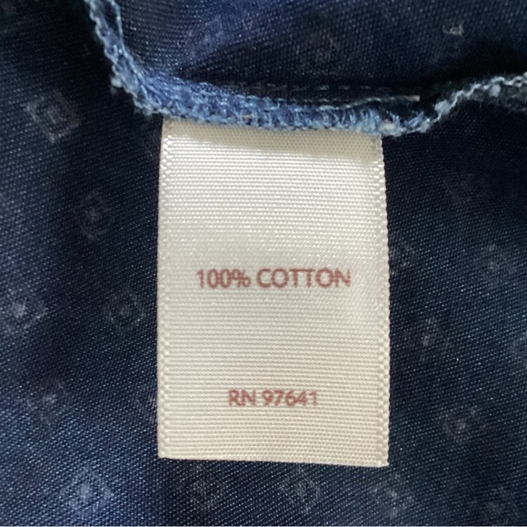 J. Jill Denim Women's Chambray Diamond Print V-Neck Button Front Top Size XL - Picture 8 of 9